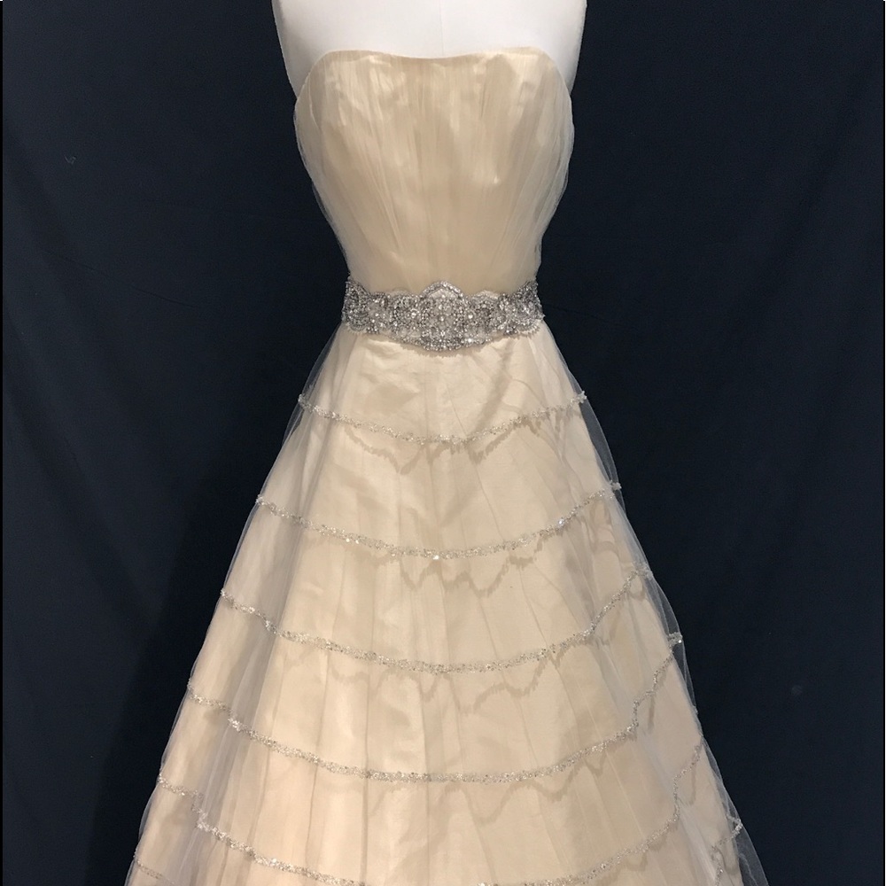 NWT Designer Ivory Silk Tulle Ballgown Wedding Dress Sharon Bowen Dryden 8 NWOT